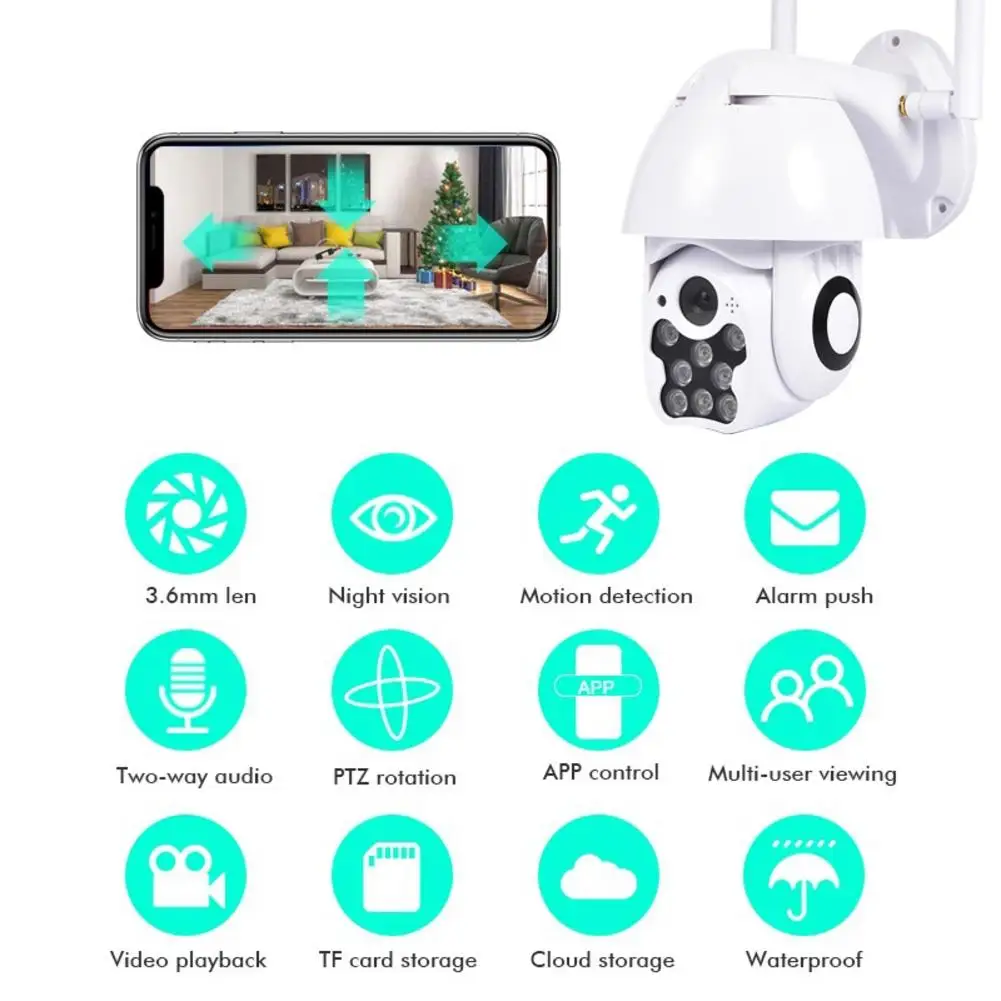HD 1080P 8LED PTZ Control IP Camera Mini WIFI Outdoor Dome Home Security IP Camera Wireless CCTV Onvif Waterproof Night Vision