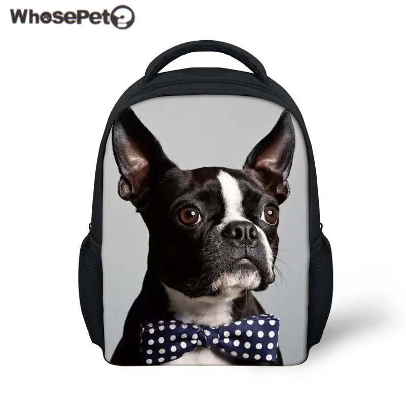 WHOSEPET детская школьная сумка Бостон-терьер мопс-бульдог принт рюкзак для