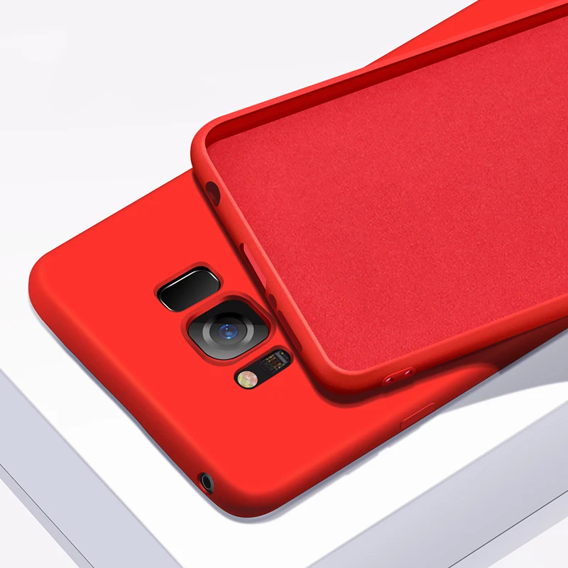 Мягкая накладка из жидкого силикона чехол для телефона для samsung Galaxy A30 A50 A70 M10 M20 плотная Карамельный цвет для Note8 Note9 S8 S9 S10 плюс S10 Lite - Цвет: Красный