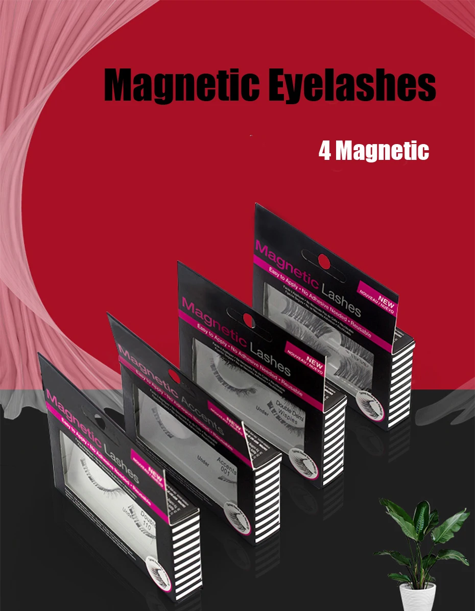 10 пар/лот Магнитная ресницы с 4 магниты, магнитные lashes natural накладные ресницы намагниченные ресницы с пинцет для накладных ресниц