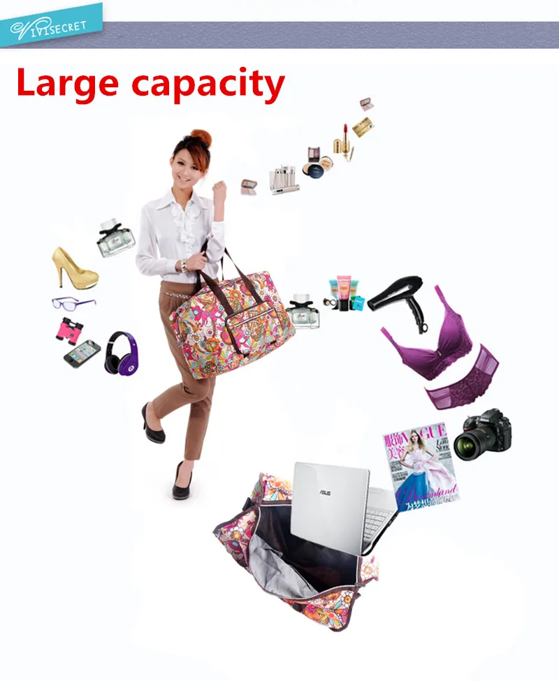 Водонепроницаемый нейлоновый складной портативный вместительный дорожный