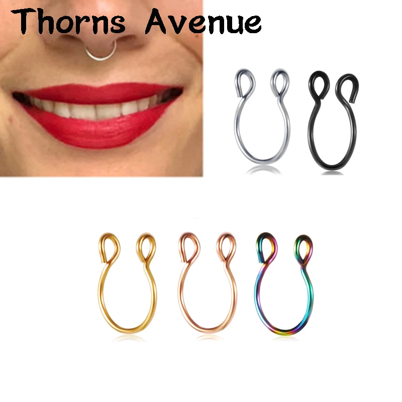 Новая мода Золотой Цвет Серебряный цвет u образные кольца в Нос Пирсинг из