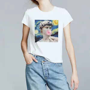 Винтажная Футболка с принтом Давида Микеланджело, повседневный топ с круглым вырезом в стиле ольччан, гранж, в Корейском стиле, с принтом статуи