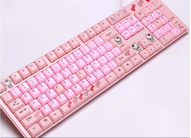 Водонепроницаемая Бесшумная розовая клавиатура hello kitty для ноутбука, компьютерная клавиатура, мультяшная милая розовая USB Проводная клавиатура KT cat, Игровая клавиатура для девочек