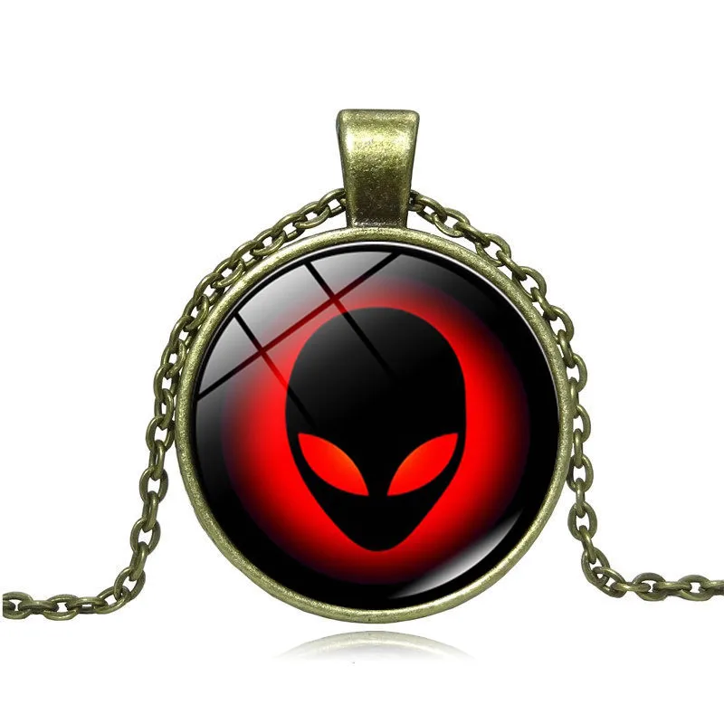 Чужеродная голова фото стеклянный кабошон кулон ожерелье Винтажный стиль