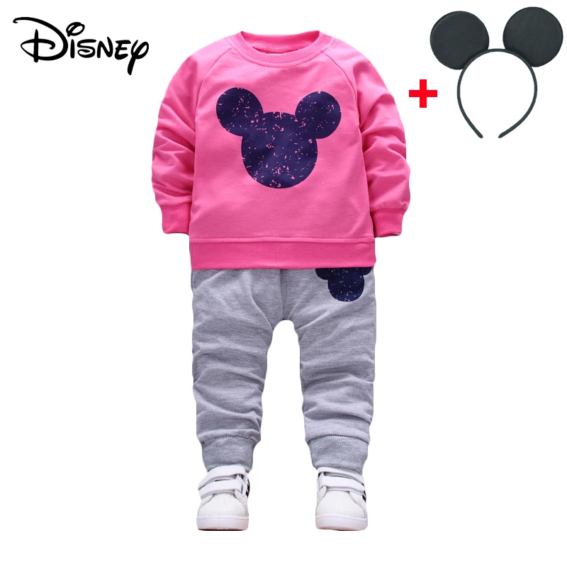 Комплект одежды для маленьких девочек с Микки Маусом и Минни Маус футболка топы