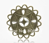 best quality 50 pcs bronze tone filigree round wraps connector embellishments jewelry findings 37x37mmw03473
