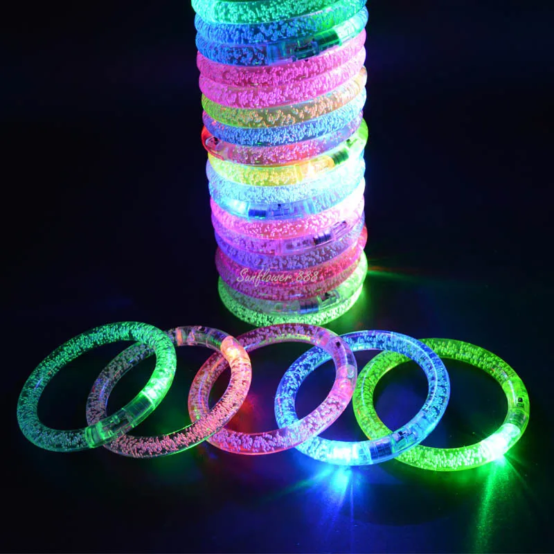 

100PC Fashion LED Light Up Flashing Bracelet Bangle Wristband Glow Blinking Rave Glow Party Gift Concert Bar Birthday Toy