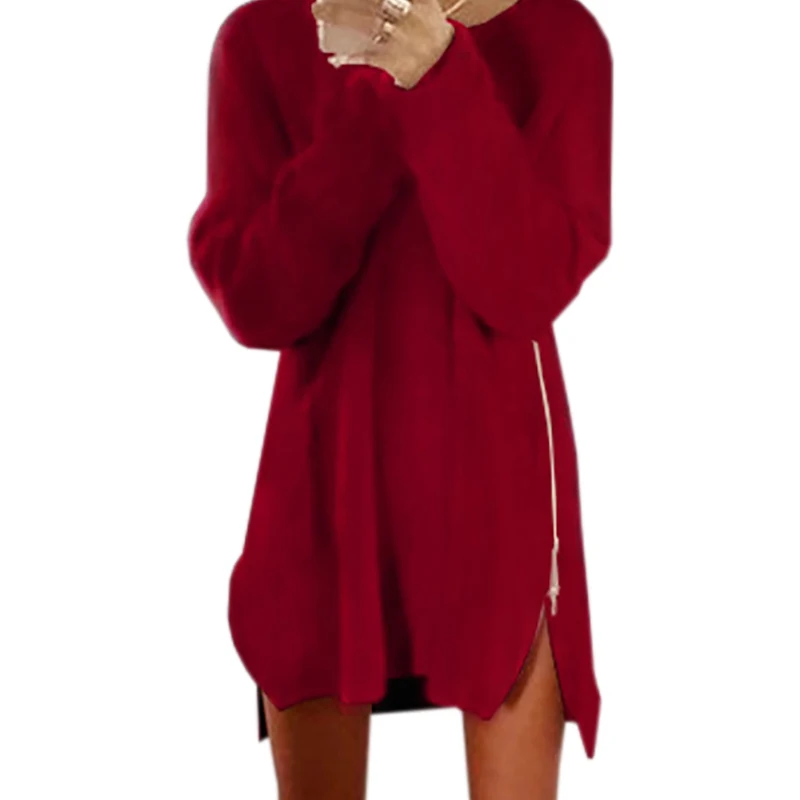 Новый женский свитер платья для зимы теплый 2018 длинный рукав пуловер