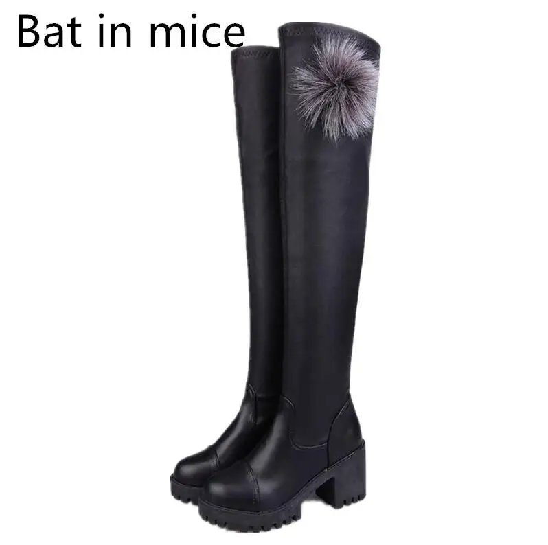 Летучая мышь Топ искусственная замша женские облегающие высокие сапоги стрейч