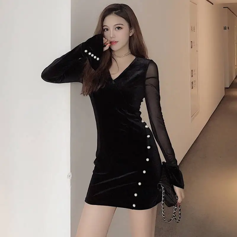 Демисезонный модные брендовые новые для женщин's костюмы Черный bodycon платья