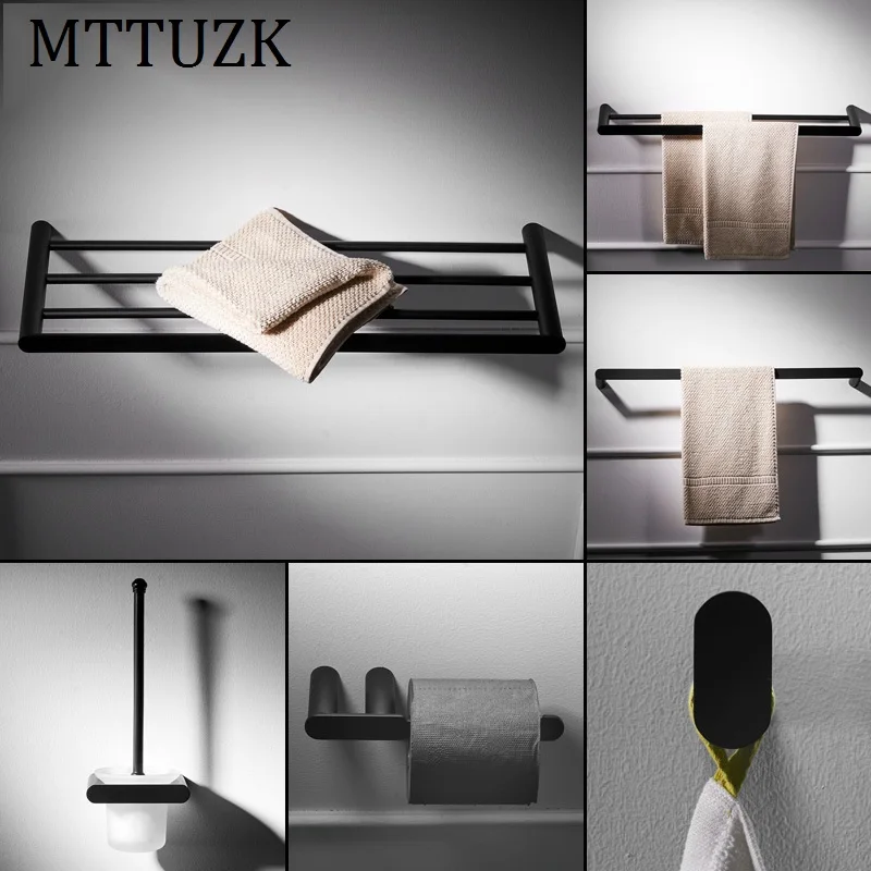 Вешалка для полотенец MTTUZK 304 из нержавеющей стали вешалка матовая черная полка