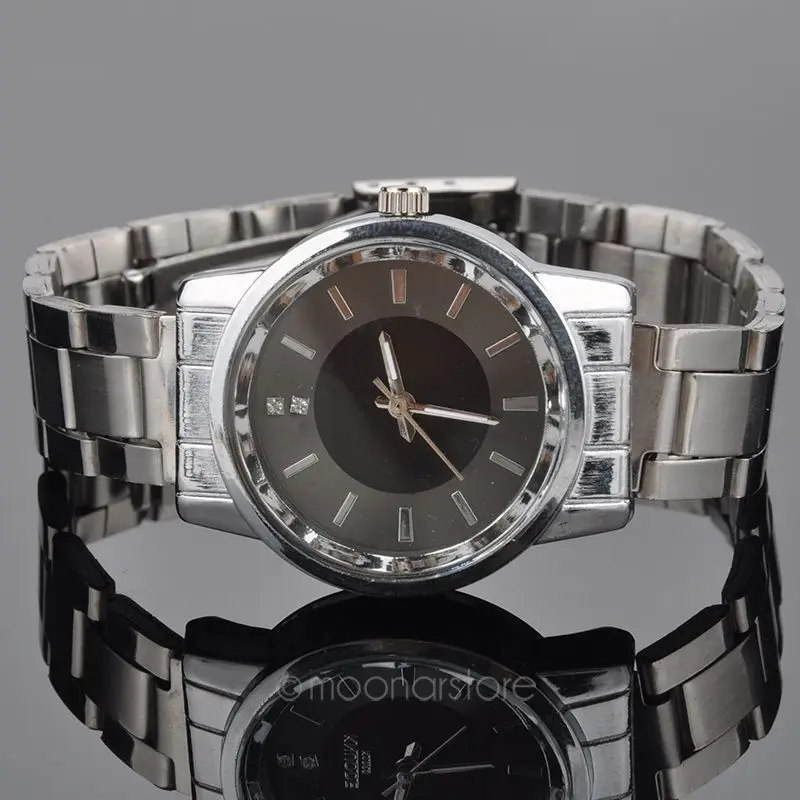 Для мужчин женщин Сталь группа reloj Стразы пара всего кварцевые наручные часы для