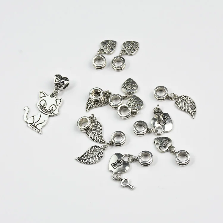 Кошачий замок с брелоками в форме сердца Европейский сплав бусины Подходит для