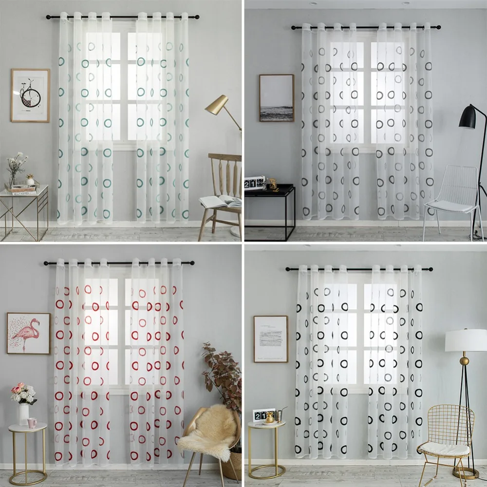 Topfinel тюль с узорами вышитыми кругами полупрозрачные шторы для гостичной