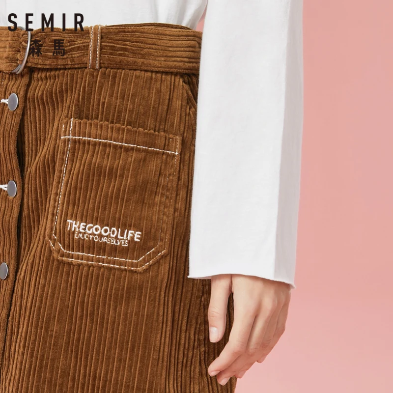 SEMIR Для женщин короткие Вельветовая юбка Высокая талия со съемной Туфли с