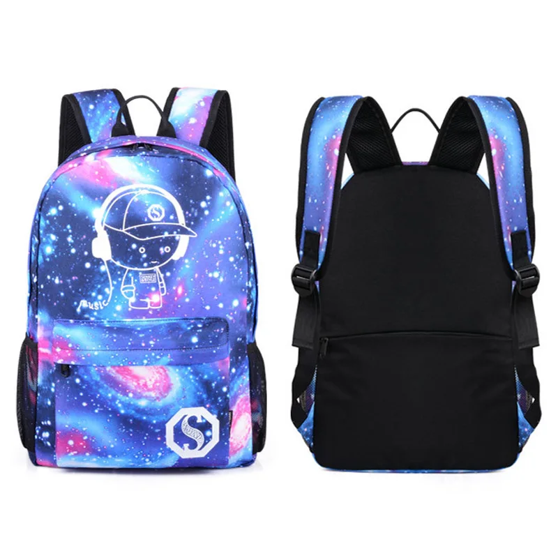 USB зарядка детские школьные сумки Звездный школьный рюкзак модный с отражающими