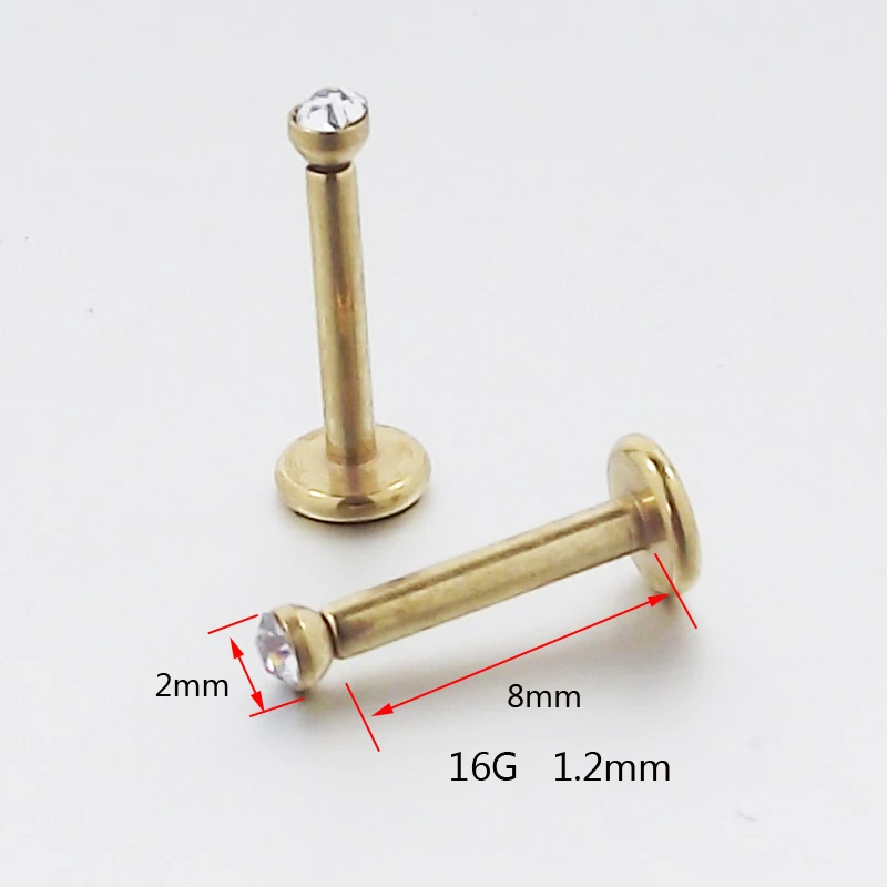 1 шт. Золотая и черная губная серьга с внутренней резьбой из нержавеющей стали