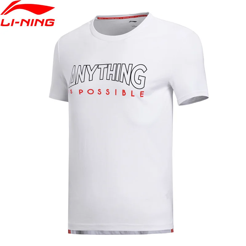 (Клиренс) Li Ning мужские трендовые футболки дышащие 64% хлопок 36% полиэстер обычная