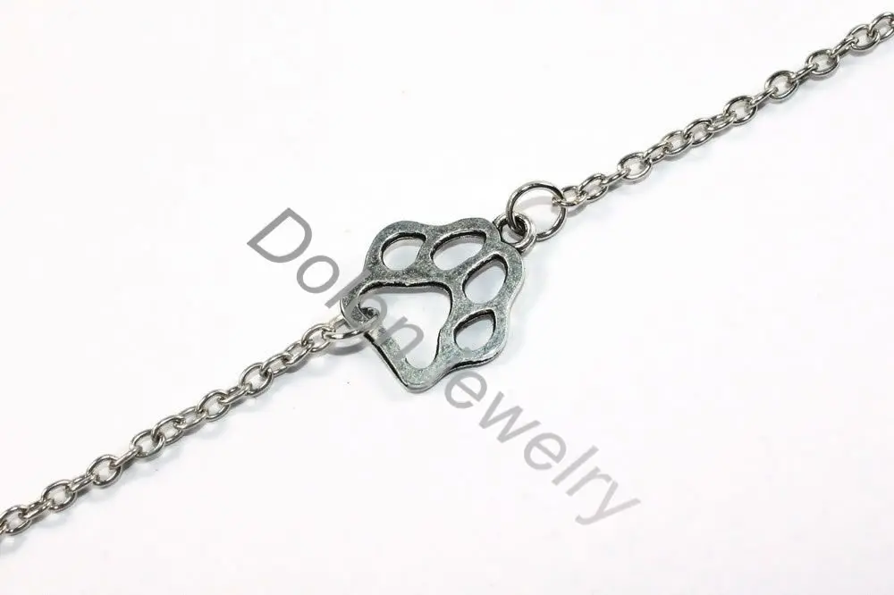 Серебряный Металл амулет лапа звеньевая цепь собака кошка печать браслет