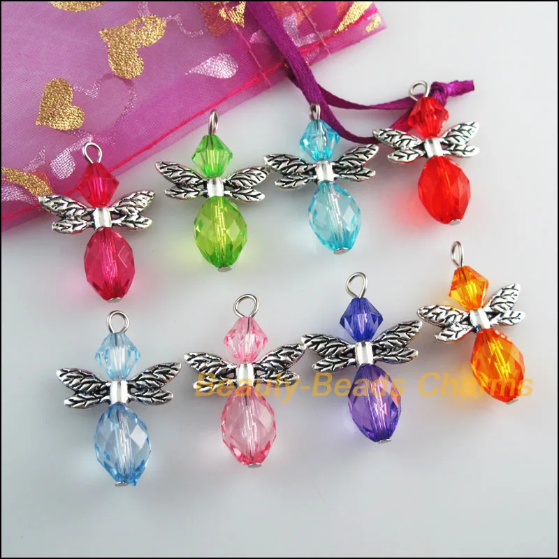 16 Новый тибетский серебристый цвет Подвески Смешанные акриловые подвески с