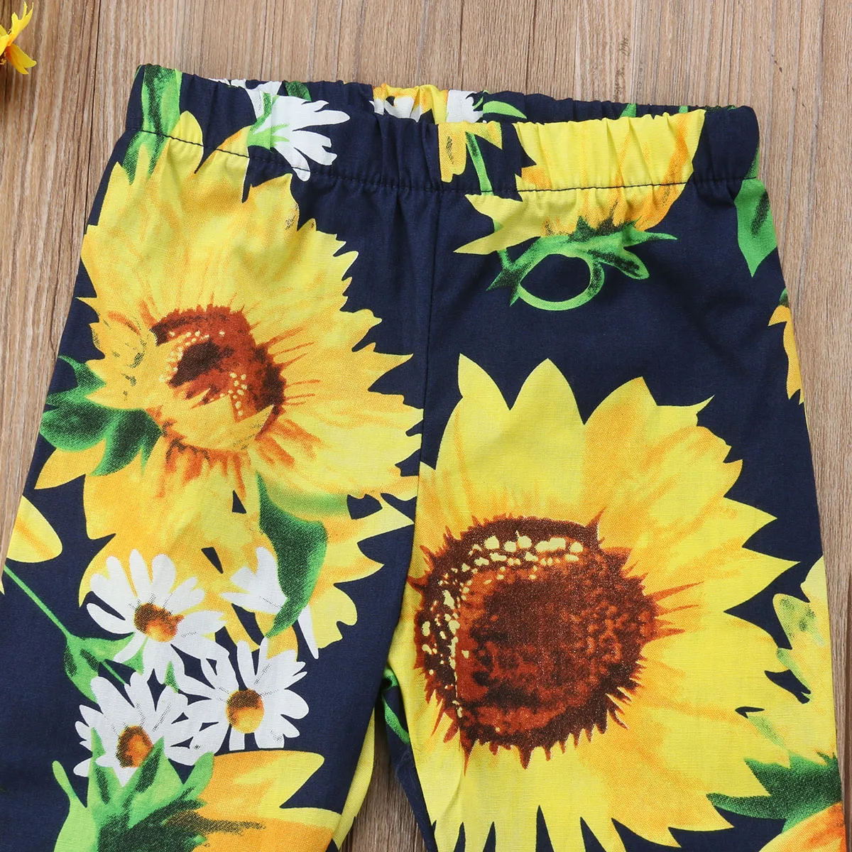Штаны для девочек с рисунком подсолнуха повседневные свободные штаны широкими