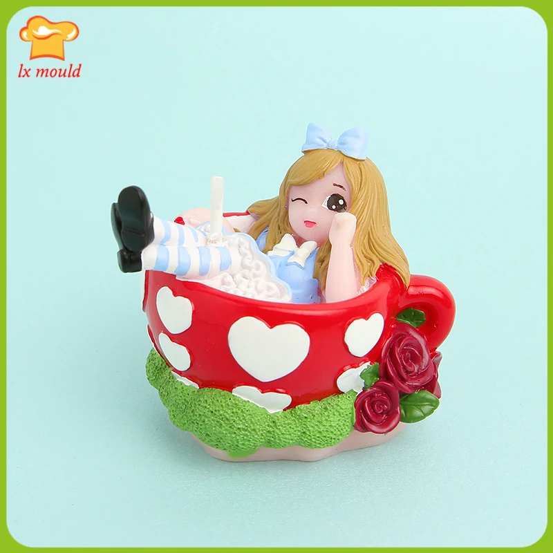 

2021 New Cup Princess Silicone Mould Child Birthday Candle Molds Party DIY Girl Cake Decoration Moulds