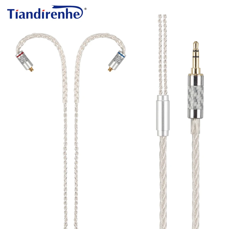 DIY кабель MMCX для Shure SE215 SE535 SE846 UE900 MMCX Earpphone 152 ядра одного серебряного цвета с кристальной платформой покрытие углерода для iPhone xiaomi - Цвет: Silver