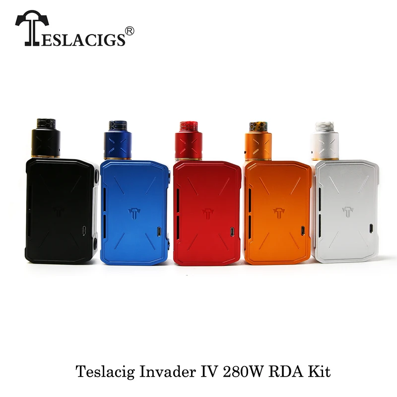 Вт 280 Тесла Invader IV 4 Teslacigs поле Mod электронные сигареты двойной катушка RDA 21700/20700/18650