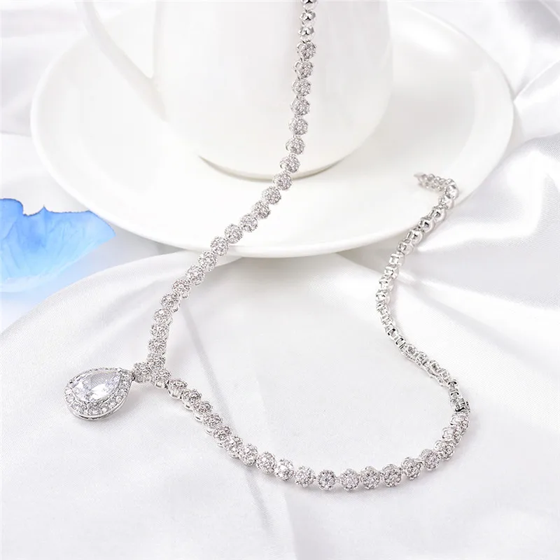 BUDONG Роскошные водослива Crystal Silver/Golor Цвет AAA+ цепь Цепочки и ожерелья для Для женщин Цирконий Свадебные украшения XUP800 - Окраска металла: silver