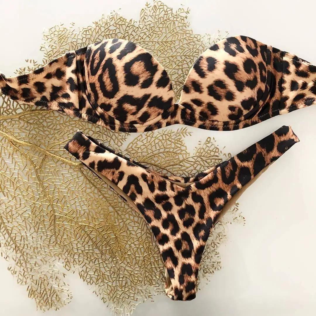Сексуальные леопардовые бикини 2019, женские купальники, Женский бандажный купальник, женский купальник, стринги, бикини от AliExpress WW