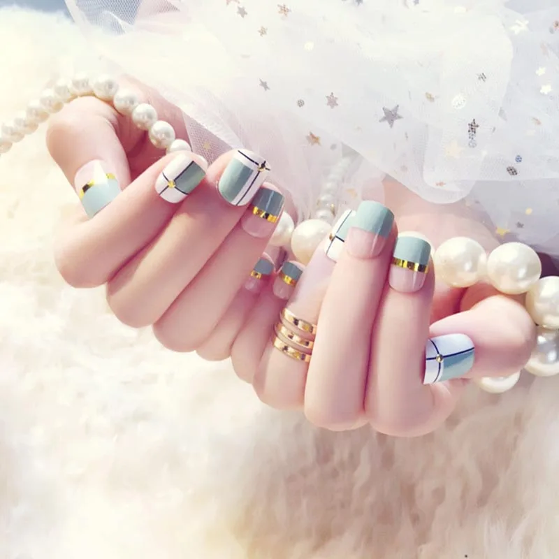 Новое поступление высокое качество мода 24 шт женские накладные ногти простая