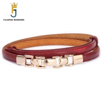 fajarina fashion snake metal chain buckle simple decorative thin belt cowhide leather belts for women colours optional ldfj053