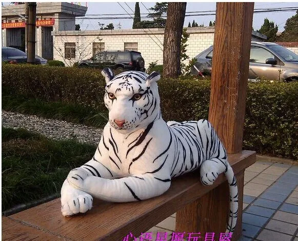 

lovely plush simulaiton tiger toy big white tiger doll new creative lying tiger doll gift about 90cm 2401