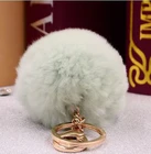 Пушистый 12 видов цветов помпон из кроличьего меха, 8 см, для сумок и машин, очаровательные натуральные меховые шарики, натуральная меховая цепочка для ключей, Th-K005-lightgreen