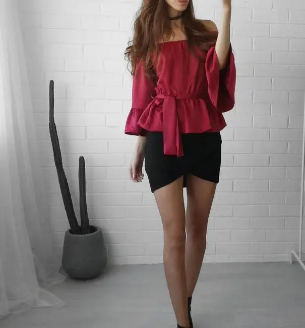 Блузка женская шифоновая с открытыми плечами пикантная кружевная бандажная