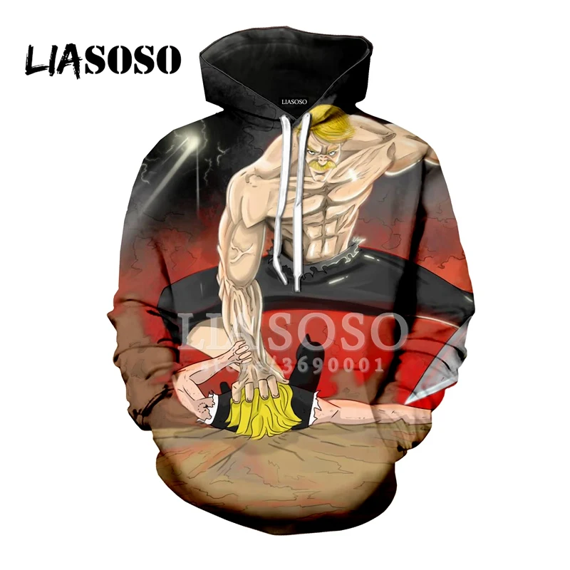 LIASOSO, новинка, аниме, семь мертвых грехов, Escanor, 3D принт, для женщин и мужчин, толстовки с капюшоном, кофты, пуловер, Харадзюку, хип-хоп, X0980