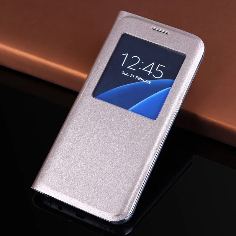Чехол книжка с окошком для мобильного телефона защитный чехол деловой Samsung Galaxy S7 /