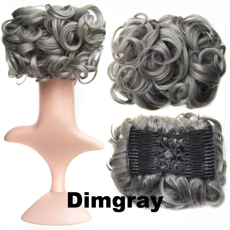 Dimgray Jeedou синтетические Updos кудрявые волосы шиньон с зажимом на волосы булочки колодки серый Bromn смешанные цвета Ретро стиль женские свадебные шиньоны - Цвет: Dimgray