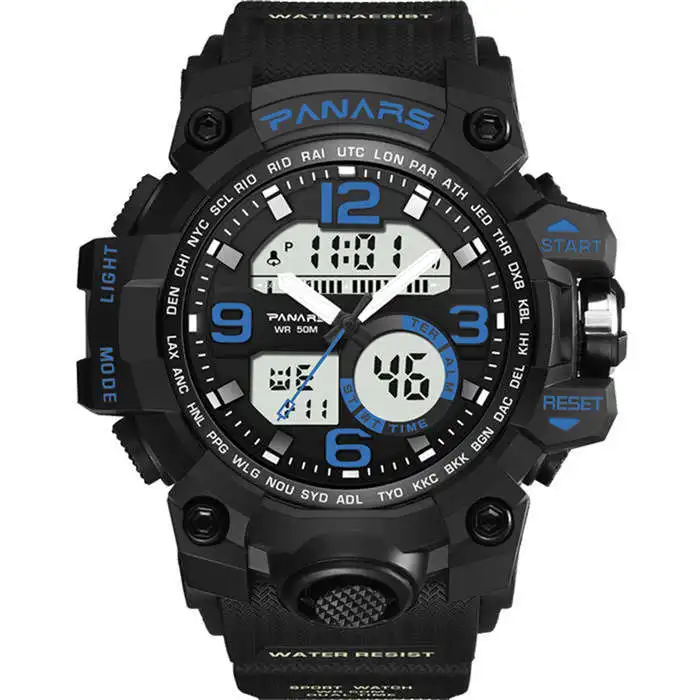 blue without box PANARS мужские часы цифровые спортивные наручные часы для мужчин G стиль будильник шок хронограф часы мужские 8011 - Цвет: blue without box