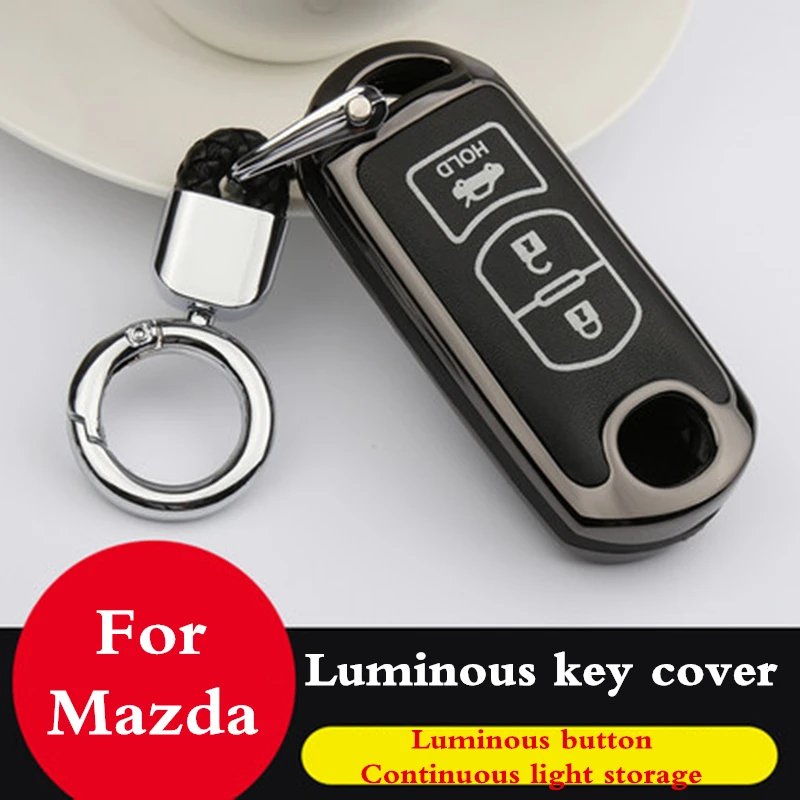 

Luminous Zinc alloy leather Key case coverFor Mazda 6 Mazda 3 Mazda 2 Axela Atenza CX-5 CX5 CX-7 CX-9 2015 2016 2017 2018 2019