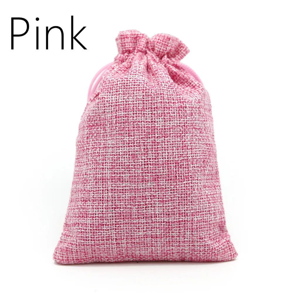 Хлопковые льняные Подарочные мешки 10x14 см для упаковки ювелирных изделий, мешочек для смартфонов, сумок, для Одежда для свадьбы, дня рождения ожерелье «леденец» 9 Цвета