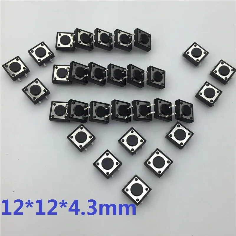 30 шт./лот 12x12x4,3 мм 4PIN G81 тактильная тактовая кнопка микропереключатель самосброс дип-топ Медь