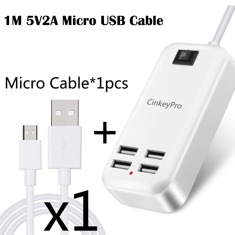 Cinkeypro 4-Порты настольный USB Зарядное устройство сетевой адаптер 1.5 м кабель мобильного телефона устройства 5 В 2A зарядки для iphone Samsung Универсальный - Тип штекера: Add 1xCable