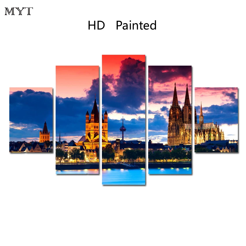 Современный Морской пейзаж Европейское здание HD печать 5 шт. модульный рисунок