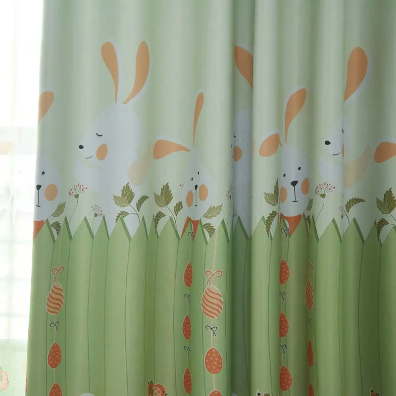 Green Curtain Розовая Экологически чистая ткань с кроликом, мультяшная занавеска, занавеска для окна, Детская занавеска, занавеска для детей, для принцессы, для спальни, WP116* 30 - Цвет: Green Curtain