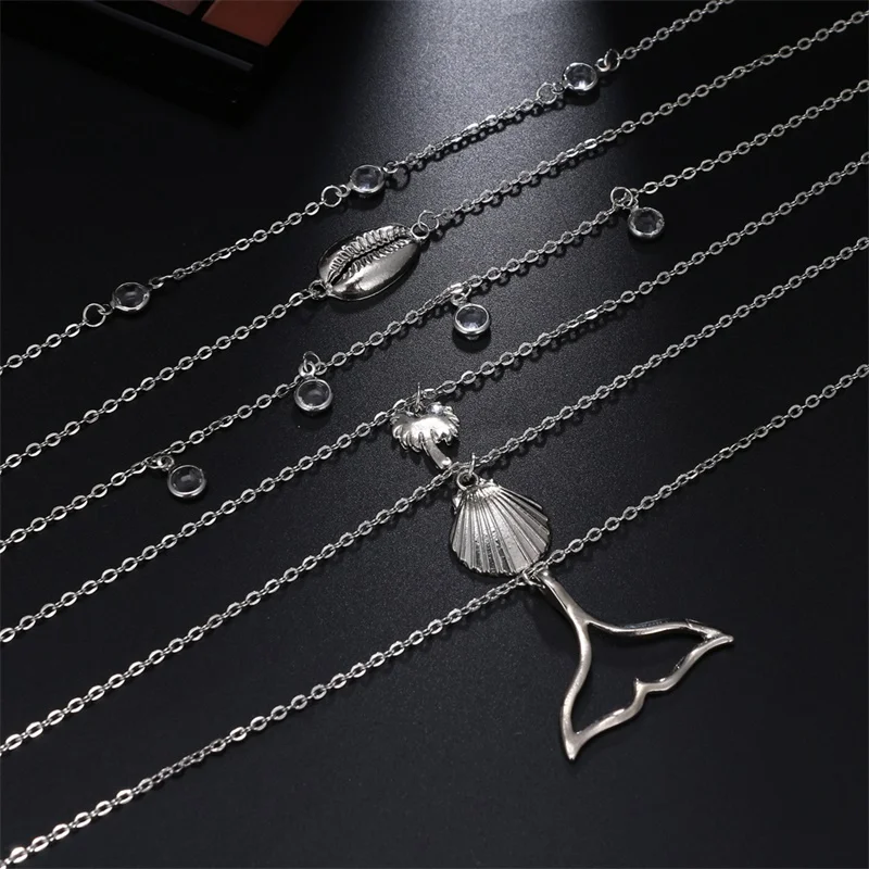 FNIO ретро Шарм ожерелье Ms КОКОСОВАЯ СКОРЛУПА кулон в виде рыбьего хвоста