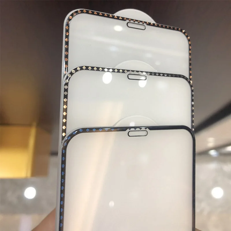 9H полное покрытие алмазный наконечник защитное закаленное стекло для iphone 6 7 6s 8 plus
