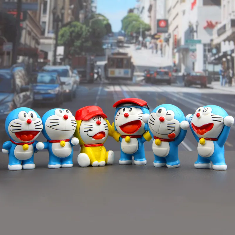6 шт./лот смеяться версия куклы дораемон Коллекционная фигурка украшение