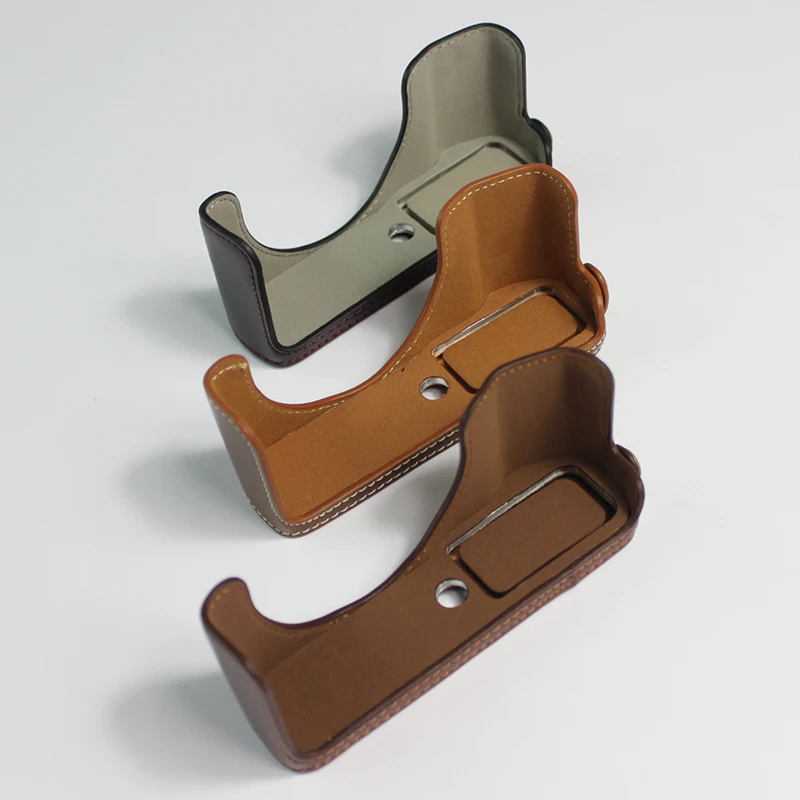 Портативный чехол из искусственной кожи для фотоаппарата наполовину